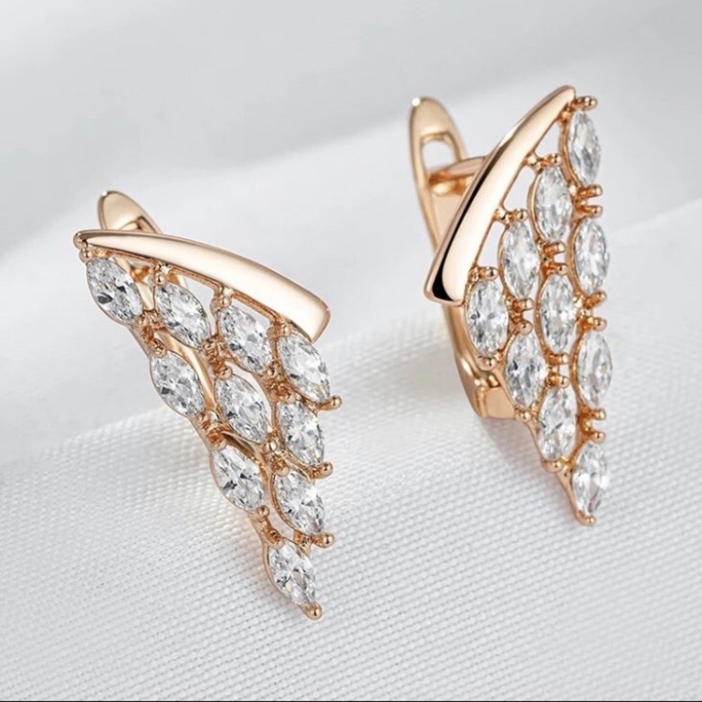 Swarovski Rose Gold Marquise Crystal Cluster Clip Earrings